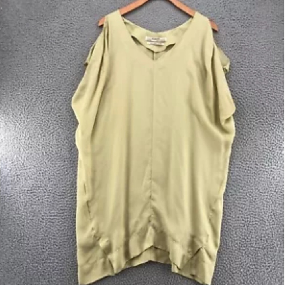 All Saints Green Boxy Mini Dress Slit Sleeve